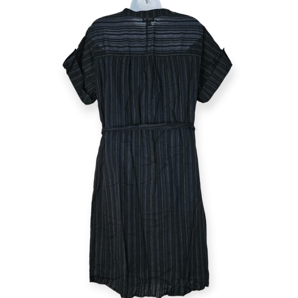 NWOT Nine West blue & black pinstripe A-line shirt dress Womens Medium - Picture 2 of 6